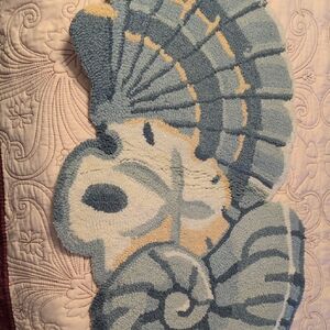 Seashell Patterned Rug in Blue, Yellow And White